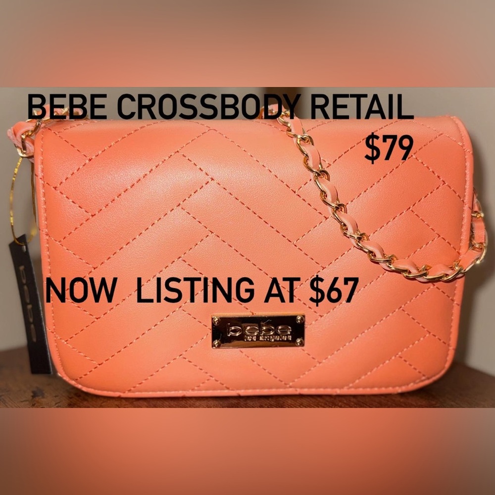 Bebe Pink Quilted Crossbody Bag with Gold Chain